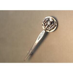 Sterling Scottish Scepter Thistle Brooch Marked JAF
